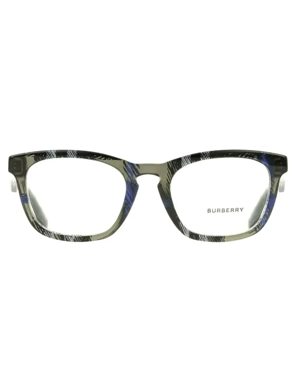 Burberry Eyeglasses  B2291 Square Frame Gray & Blue Plaid Acetate New